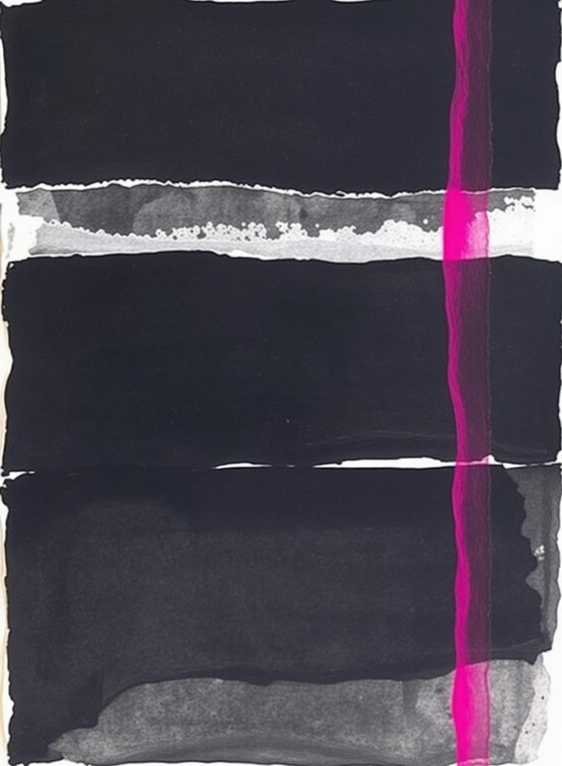 THREE FIELDS — Layered ink glazes and torn paper on board